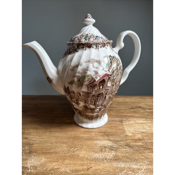 Johnson Bros Heritage Hall COFFEE POT French Provincial Staffordshire Brown - Picture 3 of 10